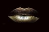 Glasschilderij - Gouden lippen - 80 x 120cm - Schilderij fotokunst -