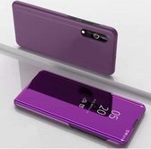 Galvaniserende spiegel horizontale flip lederen tas voor Samsung A2 Core met houder (paars)