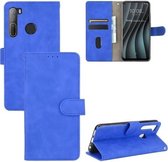 Voor HTC Desire 20 Pro Effen Kleur Huidgevoel Magnetische Gesp Horizontale Flip Kalfsstructuur PU Lederen Case met Houder & Kaartsleuven & Portemonnee (Blauw)
