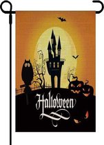 4 STUKS Dubbelzijdig Halloween Tuin Vlag Linnen Decoratieve Tuin Vlag (GF207-18 Uil Kasteel)
