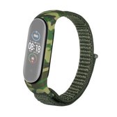 Voor Geschikt voor Xiaomi Mi Band 5/4/3 nylon lus camouflage geïntegreerde vervanging polsband horlogeband (legergroen)