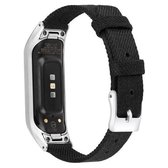 Voor Samsung Galaxy Fit E roestvrijstalen canvas riem, maat: S (zwart)