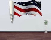 3D Amerikaanse vlag verwijderbare muurkunststicker, afmetingen: 66 x 98 x 0,3 cm