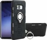 Voor Galaxy S8 2 in 1 kubus PC + TPU beschermhoes met 360 graden draaien zilveren ringhouder (zwart)