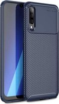Voor Galaxy A70s koolstofvezel textuur schokbestendig TPU-hoesje (blauw)
