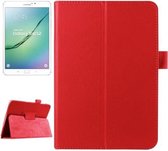 Litchi Texture Horizontale Flip Effen Kleur Smart Leather Case met Twee-vouwbare Houder & Slaap / Wekfunctie voor Galaxy Tab S2 8.0 / T715 (Rood)