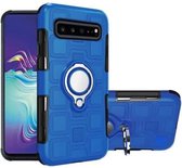 Voor Galaxy S10 5G 2 in 1 Cube PC + TPU beschermhoes met 360 graden draaien zilveren ringhouder (blauw)