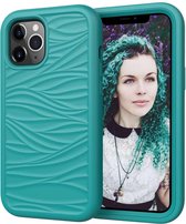 Voor iPhone 12 Pro / 12 Max Wave Pattern 3 in 1 Silicone + PC schokbestendige beschermhoes (Dark Sea Green)