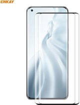 2 STUKS Voor Geschikt voor Xiaomi Mi 11 ENKAY Hat-Prince 0.26mm 9 H 3D explosieveilige Volledig scherm Gebogen Warmte buigen Gehard Glas Film