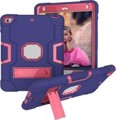 Voor iPad mini 3/2/1 siliconen + pc-beschermhoes met standaard (blauw + roze)