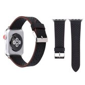 Voor Apple Watch Series 3 & 2 & 1 38 mm Simple Fashion echt lederen horlogebandje met gatenpatroon (zwart)