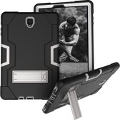 Voor Galaxy Tab S4 10.5 T830 contrastkleur siliconen + pc combinatiebehuizing met houder (zwart + grijs)