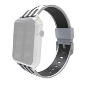 Voor Apple Watch 42 mm gestreepte siliconen horlogeband met connector (wit + zwart)