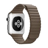 Voor Apple Watch 38 mm lus magnetische sluiting sluiting PU lederen horlogeband (bruin)