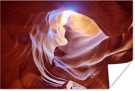 Oranje kleuren van het golvende gesteente in de Antelope Canyon Poster