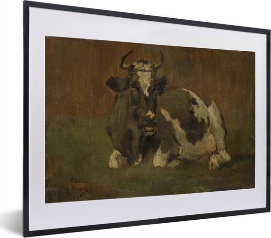 Fotolijst incl. Poster - Liggende koe - Schilderij van Anton Mauve - 40x30 cm - Posterlijst