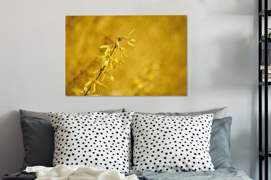 Fleurs de forsythia jaune au printemps Toile 90x60 cm - Tirage photo sur toile (Décoration murale salon / chambre)