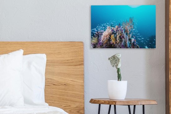 Récif de corail dans une mer d'un bleu profond Toile 30x20 cm - petit - Tirage photo sur toile (Décoration murale salon / chambre)