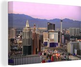Canvas Schilderij Las Vegas - Skyline - Zonsondergang - 60x40 cm - Wanddecoratie