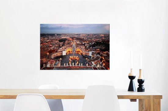Place Saint - Pierre de Rome en toile 80x60 cm - Impression photo sur toile peinture Décoration murale salon / chambre à coucher) / Villes Peintures Toile