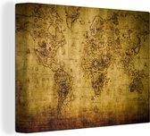 Toile nautique carte du monde historique | Carte du monde peinture sur toile 80x60 cm