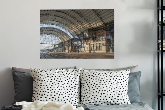 La gare de la ville néerlandaise de Haarlem Toile 90x60 cm - Tirage photo sur toile (Décoration murale salon / chambre) / Villes européennes Peintures sur toile