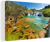 Canvas Schilderij De kleurrijke wateren in het Nationaal park Krka in Kroatië - 30x20 cm - Wanddecoratie