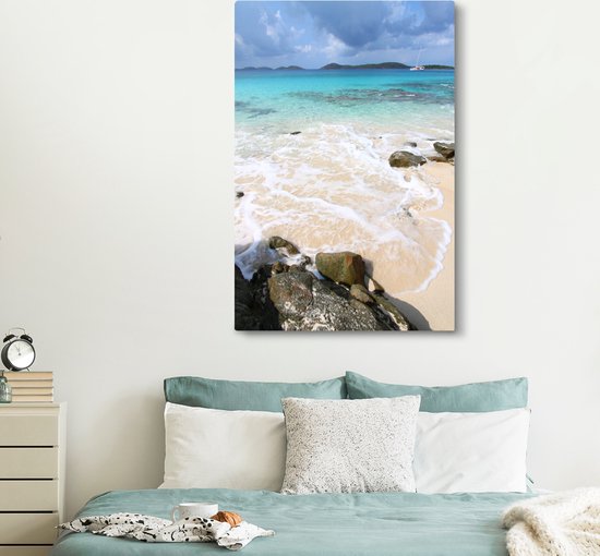 Les îles sombres à l'horizon du Parc National des Iles Vierges Toile 120x180 cm - Tirage photo sur Toile (Décoration murale salon / chambre) XXL / Groot format!