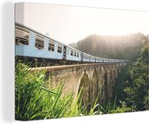 Un train sur un pont Toile 60x40 cm - Tirage photo sur toile (Décoration murale salon / chambre)
