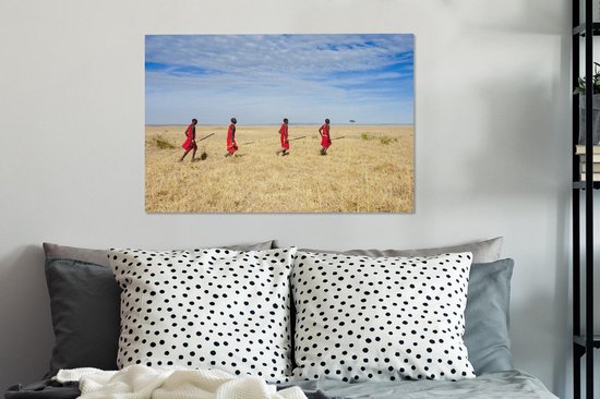 Kényans dans la savanne près de la zone du Masai Mara au Kenya Toile 60x40 cm - Tirage photo sur toile (Décoration murale salon / chambre)