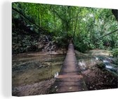 Canvas Schilderij Brug in de jungle bij Palenque in Mexico - 30x20 cm - Wanddecoratie