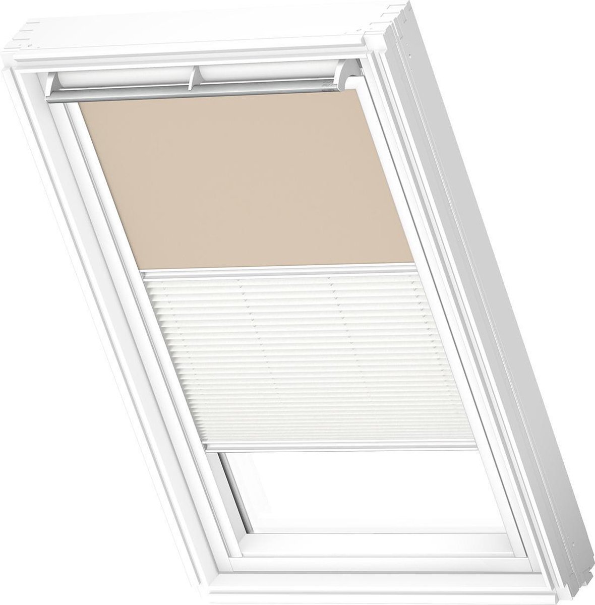 VELUX Origineel Verduisterend Rolgordijn Plus Plissé (DFD) Wit Kozijn, PK06, Beige