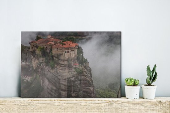 Les monastères des Météores entre les nuages Toile 30x20 cm - petit - Tirage photo sur toile (Décoration murale salon / chambre)
