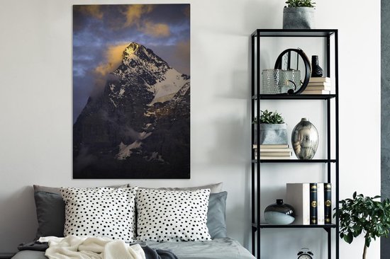 Cloudy Eiger au coucher du soleil en Suisse Toile 80x120 cm - Tirage photo sur toile (Décoration murale salon / chambre)