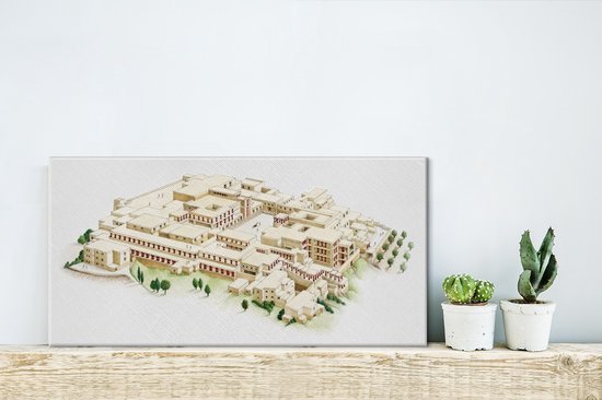 Une illustration du palais de Knossos sur toile de Crète 40x20 cm - Tirage photo sur toile (Décoration murale salon / chambre)