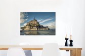 Canvas Schilderij Kasteel - Frankrijk - Water - 90x60 cm - Wanddecoratie