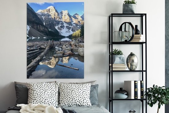 Peintures sur toile - Lac Moraine reflétant les montagnes du Canada - 90x120 cm - Décoration murale