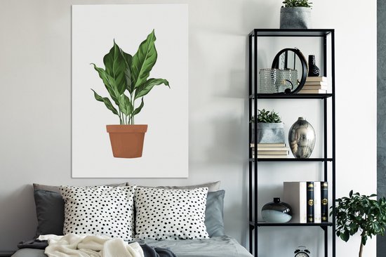Illustration d'une plant aux feuilles luxuriantes sur fond blanc 90x140 cm - Tirage photo sur toile (Décoration murale salon / chambre)