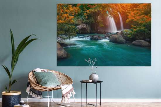 Tableau sur toile Chutes d'eau d'eau en automne dans le parc national de Na Haew en Thaïlande - 150x100 cm - Décoration murale