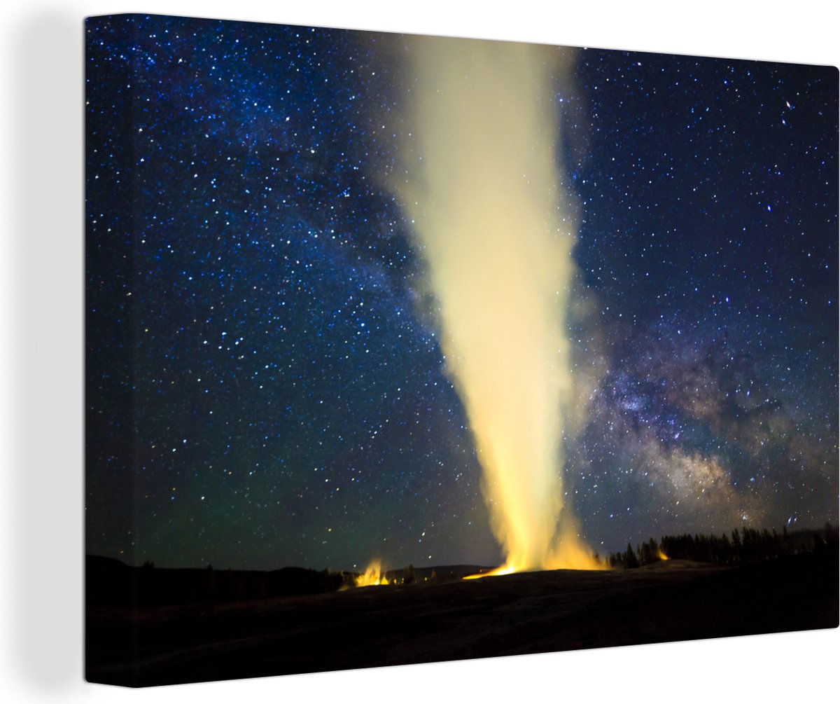 Canvas schilderij 180x120 cm - Wanddecoratie Geiser in Yellowstone National Park barst uit