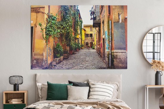 Ancienne ruelle de Rome 180x120 cm - Tirage photo sur toile (Décoration murale salon / chambre) XXL / Groot format!