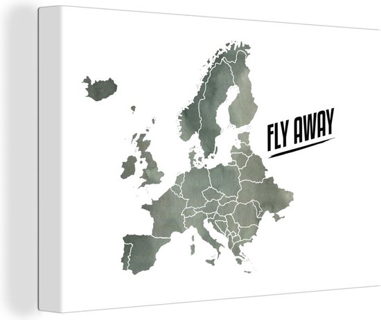 Carte De L Europe A L Aquarelle Grise Avec La Citation Fly Away 30x Cm Petit Bol Com