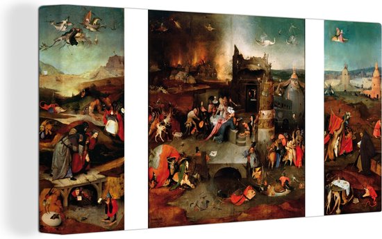 Temptation de Saint Antoine - peinture de Jheronimus Bosch 80x40 cm - Tirage photo sur toile (Décoration murale salon / chambre)