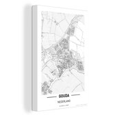 Tableau sur toile Carte de la ville Gouda - 80x120 cm - Décoration murale