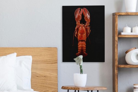 Homard cuit à la vapeur sur une toile de fond noir 2cm 30x40 cm - petit - Tirage photo sur toile (Décoration murale salon / chambre) / Animaux sauvages Peintures sur toile