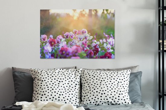 Tableaux - Coucher de soleil sur un champ de violettes - Peintures cm - Décoration murale