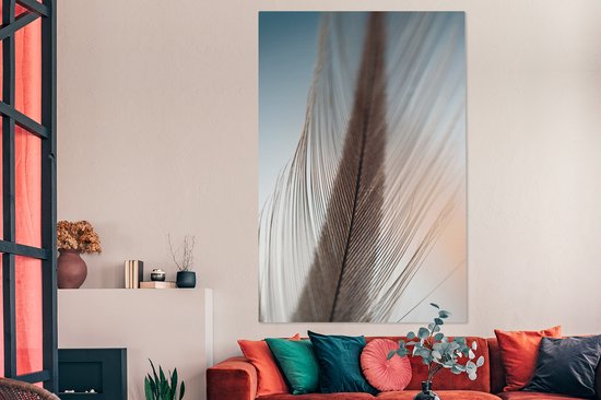 Gros plan d'une toile plume 2cm 120x180 cm - Tirage photo sur toile (Décoration murale salon / chambre) XXL / Groot format!
