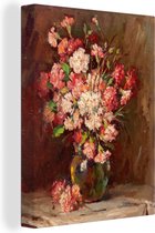 Canvas Schilderij Bloemen - Verf - Roze - 30x40 cm - Wanddecoratie