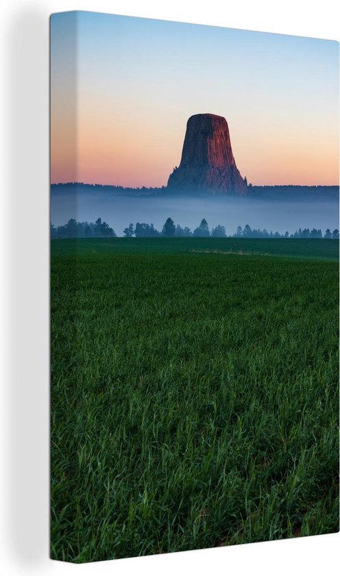 Canvas Schilderij Devils Tower in Wyoming - 90x140 cm - Wanddecoratie