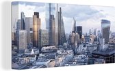 Canvas Schilderij Skyline Financiële District van Londen - 40x20 cm - Wanddecoratie